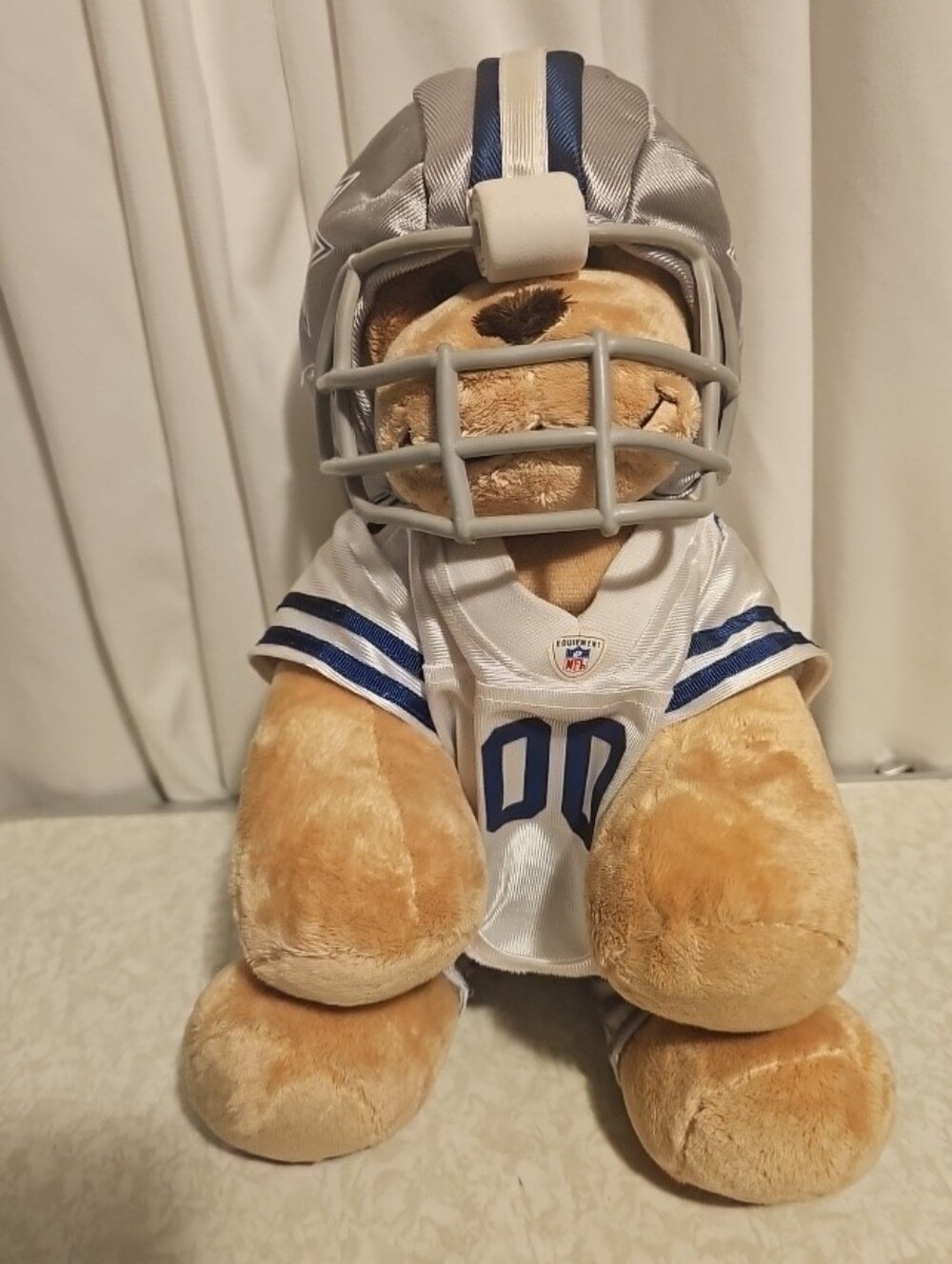 Build A Bear NFL Football Bear in White and Silver Jersey with Blue 16"